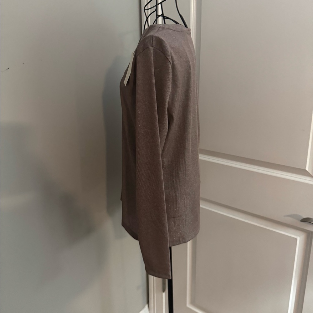 NWT A New Day Metallic Taupe Shimmery Long Sleeve Top Size XL - Picture 2 of 4